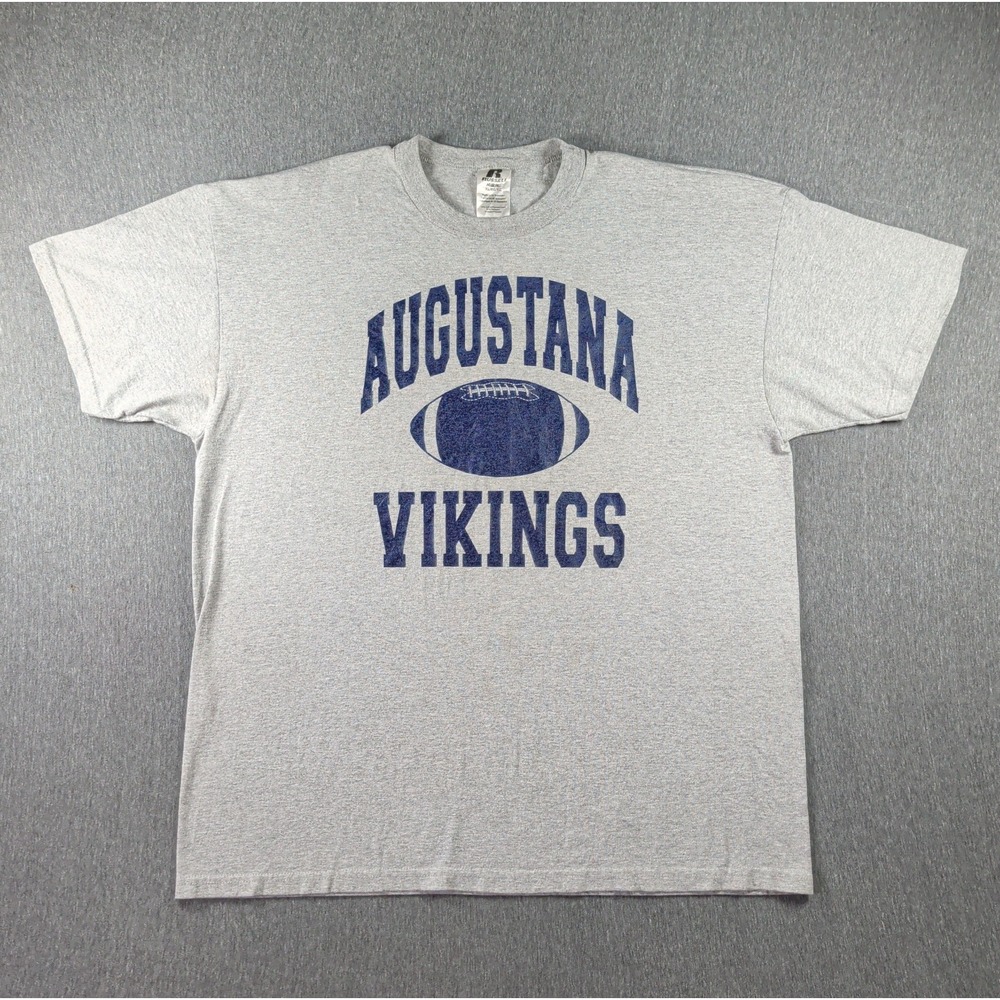 Y2K Russell Athletic XL T Shirt Gray Augustana Vikings Football College Nublend